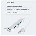 Generic USB3.1 Type-C to USB Type A Hub 1x USB 3.0 + 3x USb2.0 10cm Aluminium